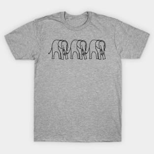 Three Baby Elephants Outline T-Shirt